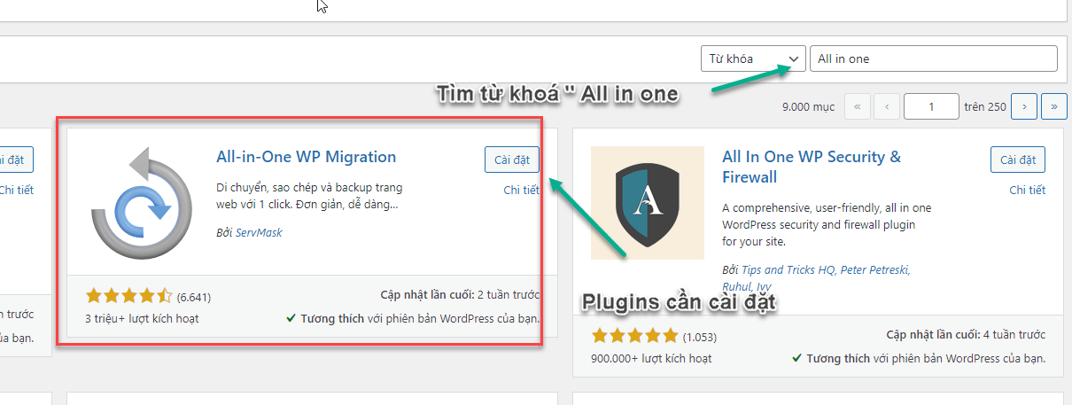 backup dữ liệu All-in-One WP Migration