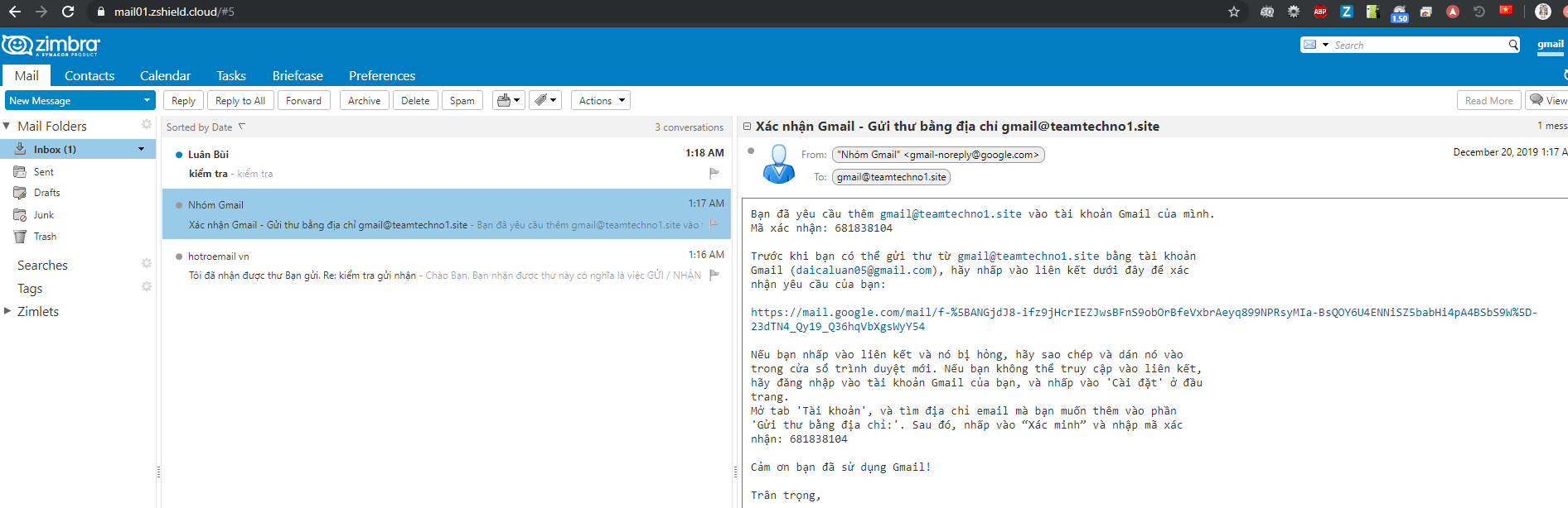 xác minh email