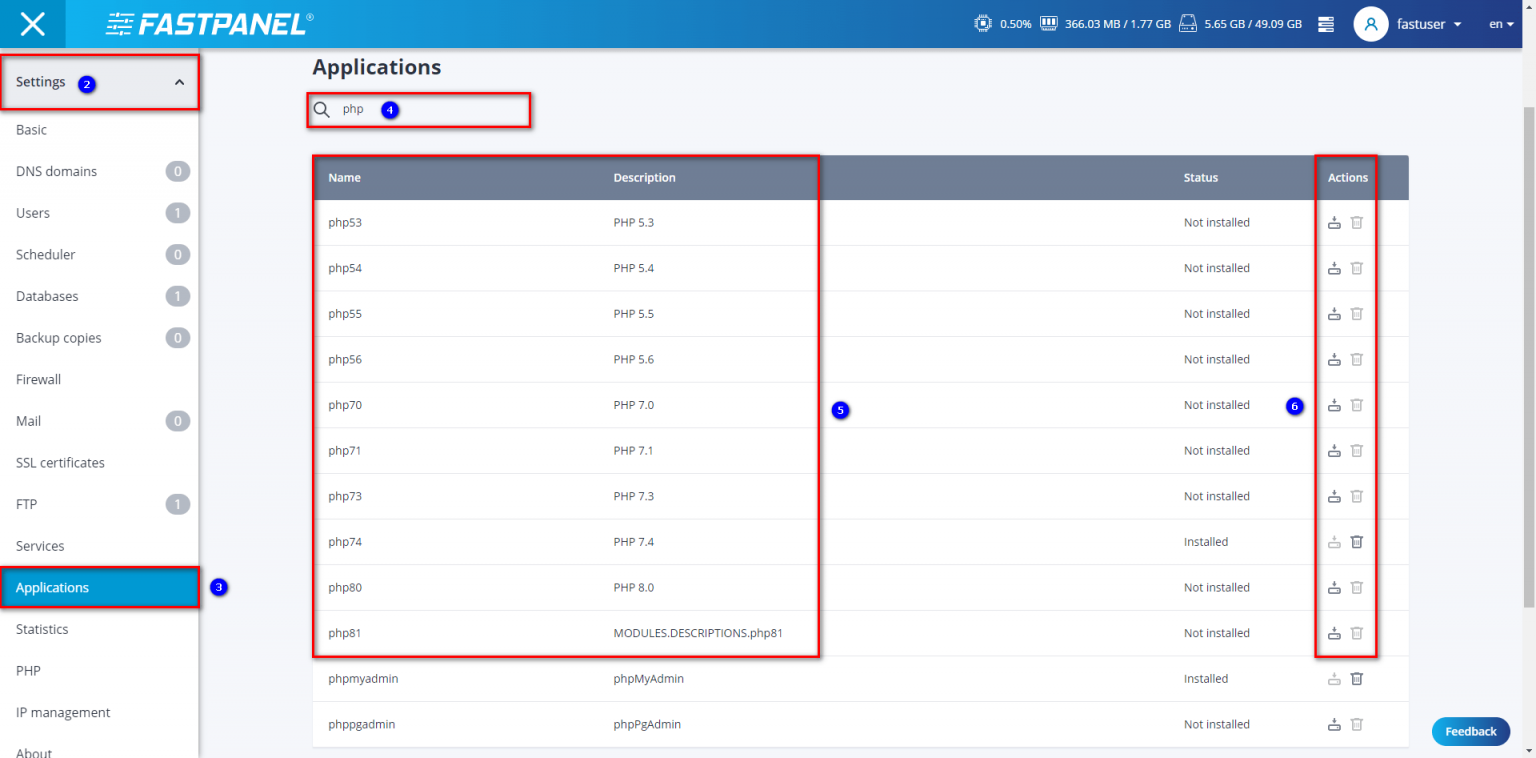 Hướng dẫn cài đặt nhiều phiên bản PHP trên FastPanel - Hướng dẫn TENTEN