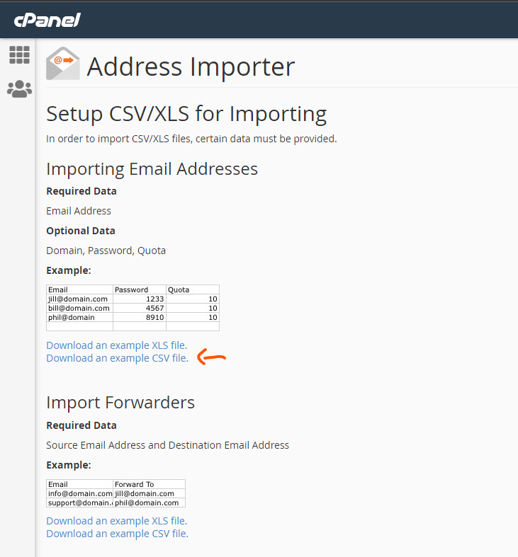 example page address importer