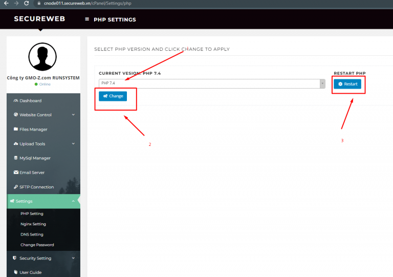 Cách restart php trên hosting SecureWeb - Hướng dẫn TENTEN