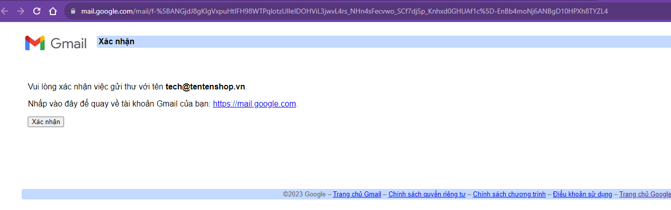 xác nhận kết nối gmail