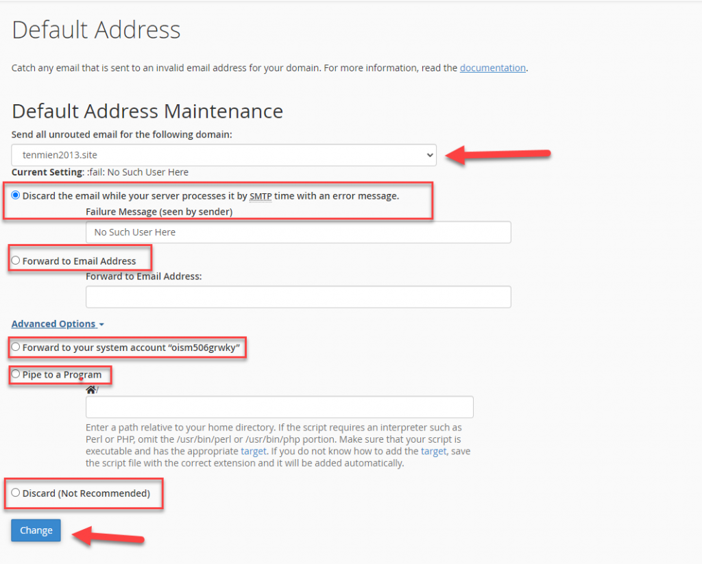 Hướng dẫn sử dụng tính năng Default Address trên mail hosting cPanel ...