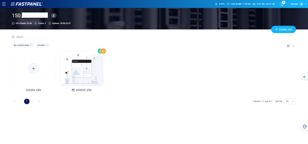 Hướng dẫn tạo database trên FASTPANEL - Hướng dẫn TENTEN